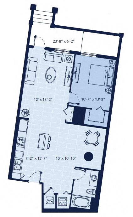 a floor plan of a small apartment at Regatta at New River, Fort Lauderdale Florida